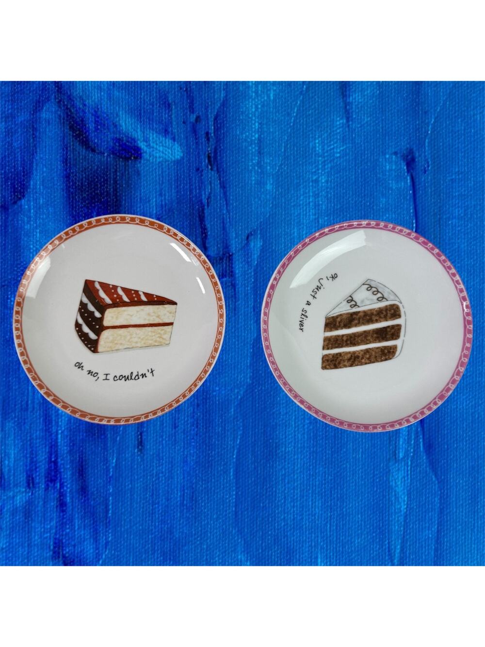Boston Warehouse x Nancy Green DESSERT EXCUSES Set 2 Porcelain Dessert Plates